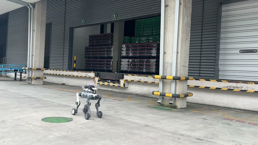 Quadruped robot conducting an inspection at a GLP logistics park